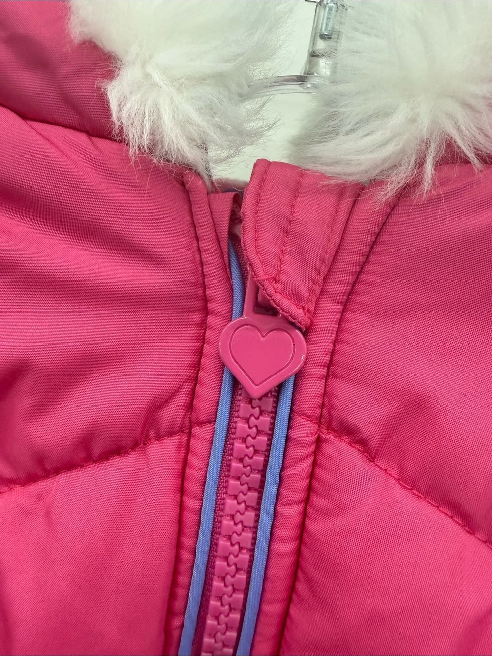 London Fog Girls Pink Puffer Jacket Faux Fur Hood Coat